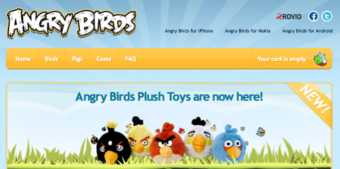 大人気アプリ「Anger Birds（アングリーバード）」のオンラインショップ